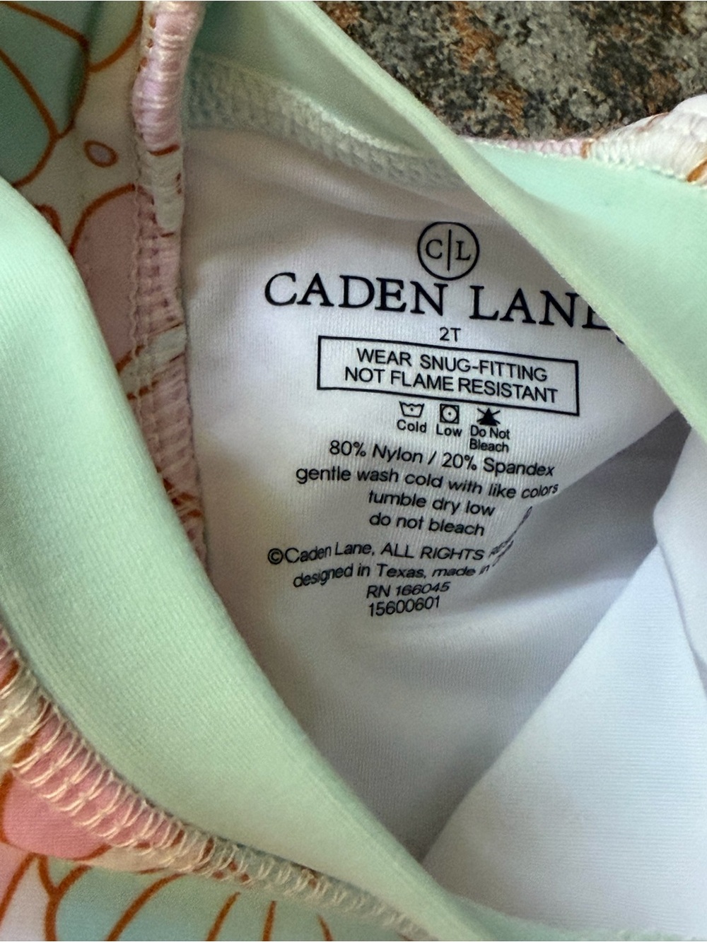 Caden Lane Pink & Mint Seashell Ruffle Rashguard One-Piece - Picture 7 of 7